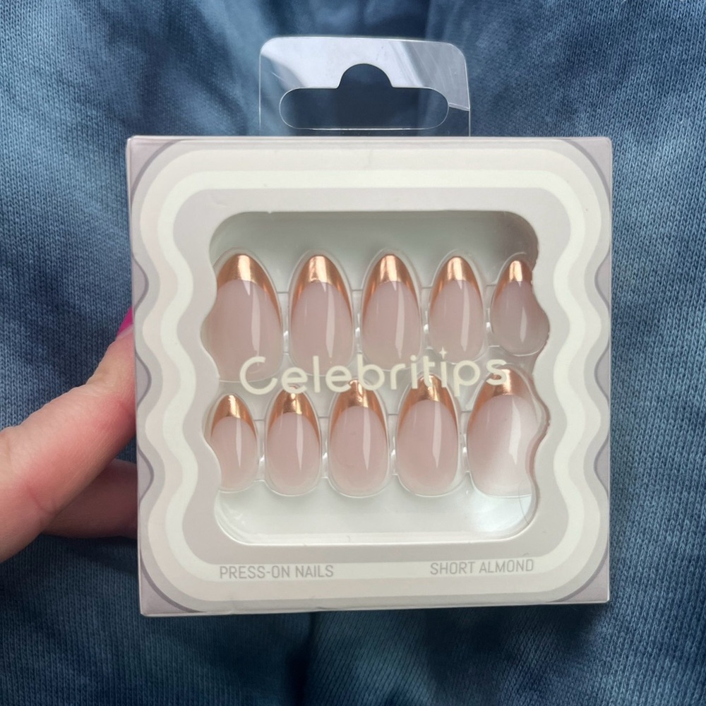 Anthropologie Celebrtips Nude and Gold Press-On Nails